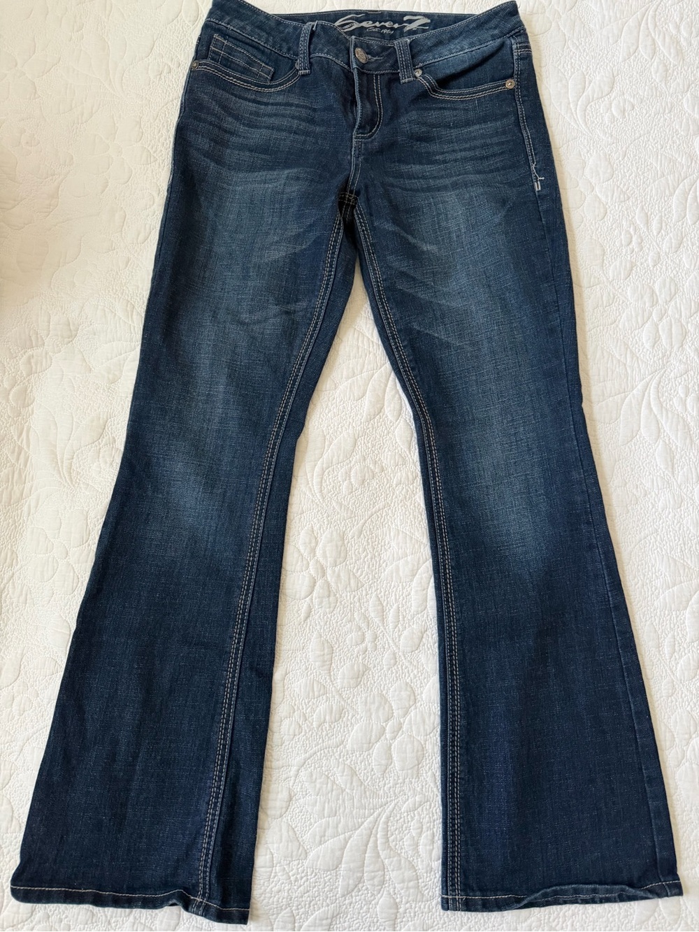 Seven7 Dark Blue Boot Cut Jeans with a little Sparkle on Pockets